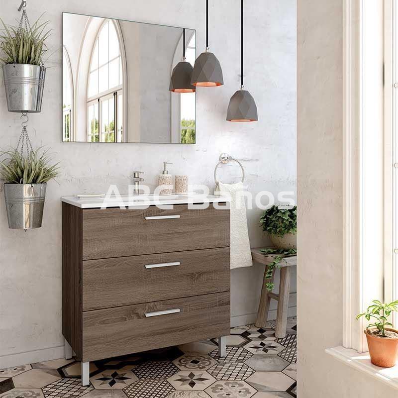 Mueble de baño con patas 80 cm. + Espejo